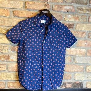 Size 12 crew cuts collared short sleeve button down blue with red stars